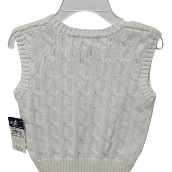 Polo by Ralph Lauren Y2K Sweater Vest 100 % Cotton Boys 2 T White with Logo NWT - Picture 7 of 10